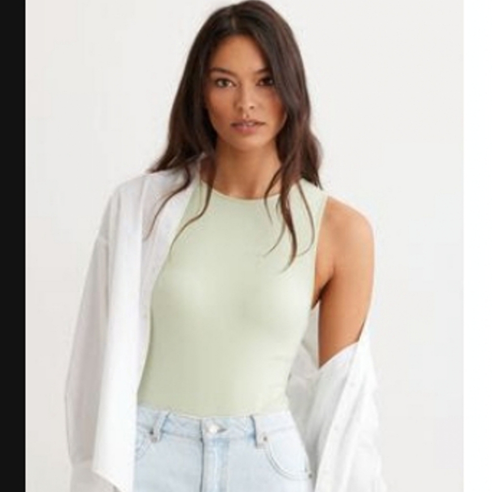 DYNAMITE, Sabina Seamless Muscle Bodysuit, size M, bok choy mint green